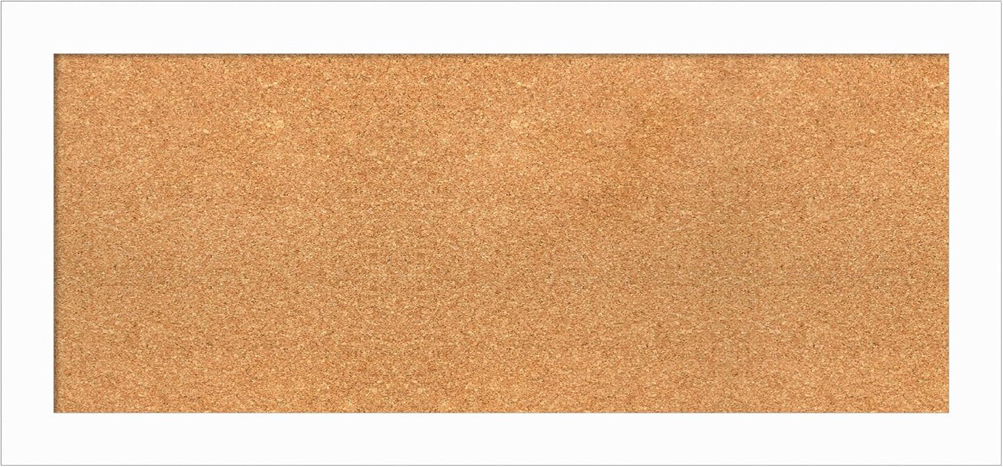 Amanti Art Natural Cork Board for Wall, 17x37 Vision Board with White Frame, Medium Corkboard Office Decor for Home Organization, Casual Corkboard Pinboard to Display Items for Home Organization in
