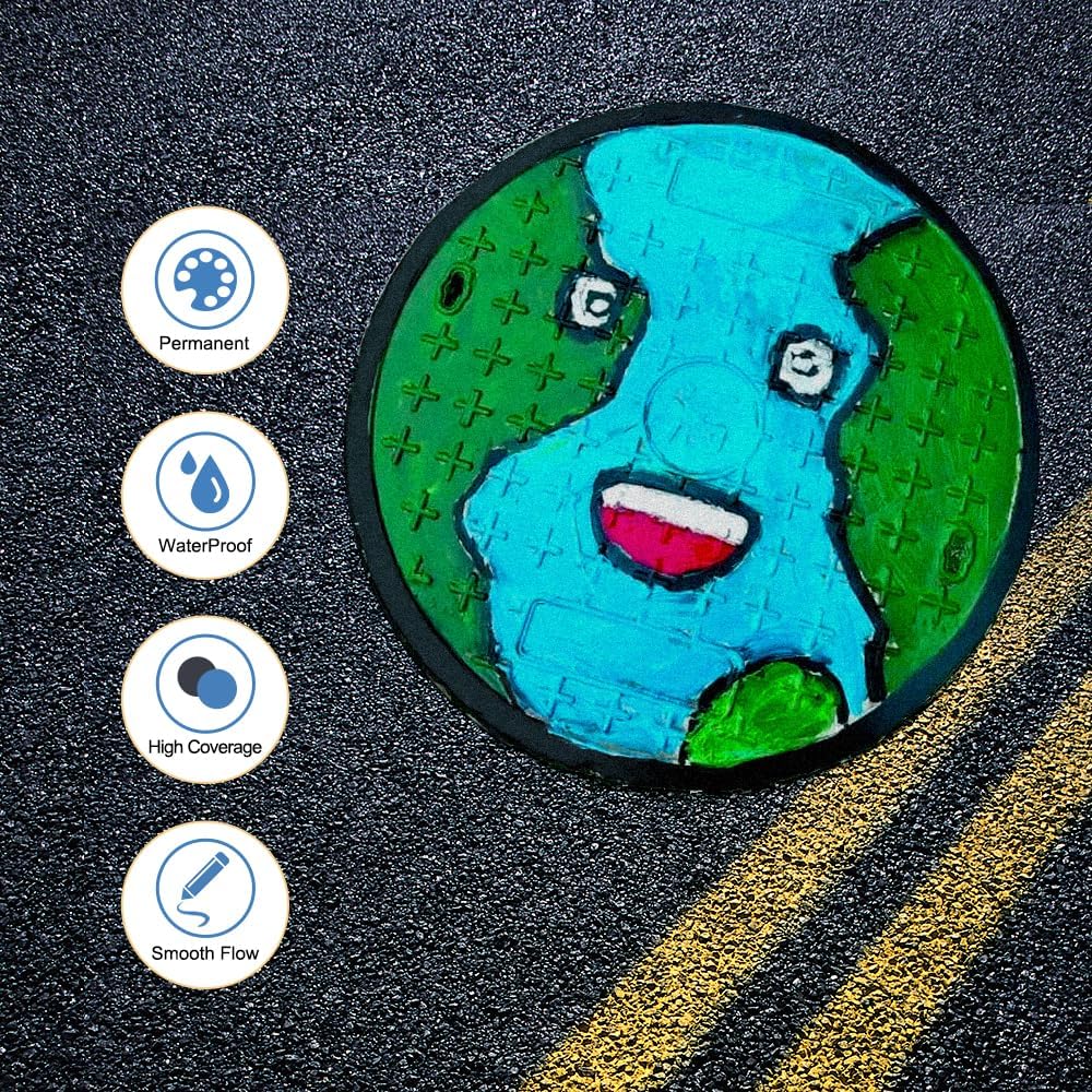 TRANSON 2 White Dual-tip Permanent Paint Markers Oil Based Waterproof