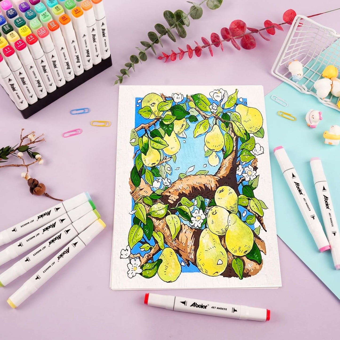 60 Colors Alcohol Markers Set, Dual Tips Blender Art Marker for Drawing, Permanent Sketch Markers for adult coloring, Alcohol Based, Adults Coloring and Artist Illustration.(BRUSH TIP)