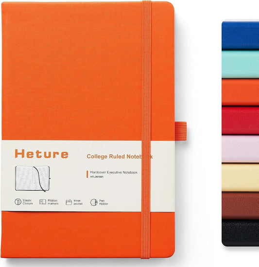 Hardcover Notebooks, A5 Lined Journals Notebook for Writing 160 Pages, 8.2 x 5.5 inch, Classic Ruled Notebooks for College/Work/Travel (Orange, 1 Pack)