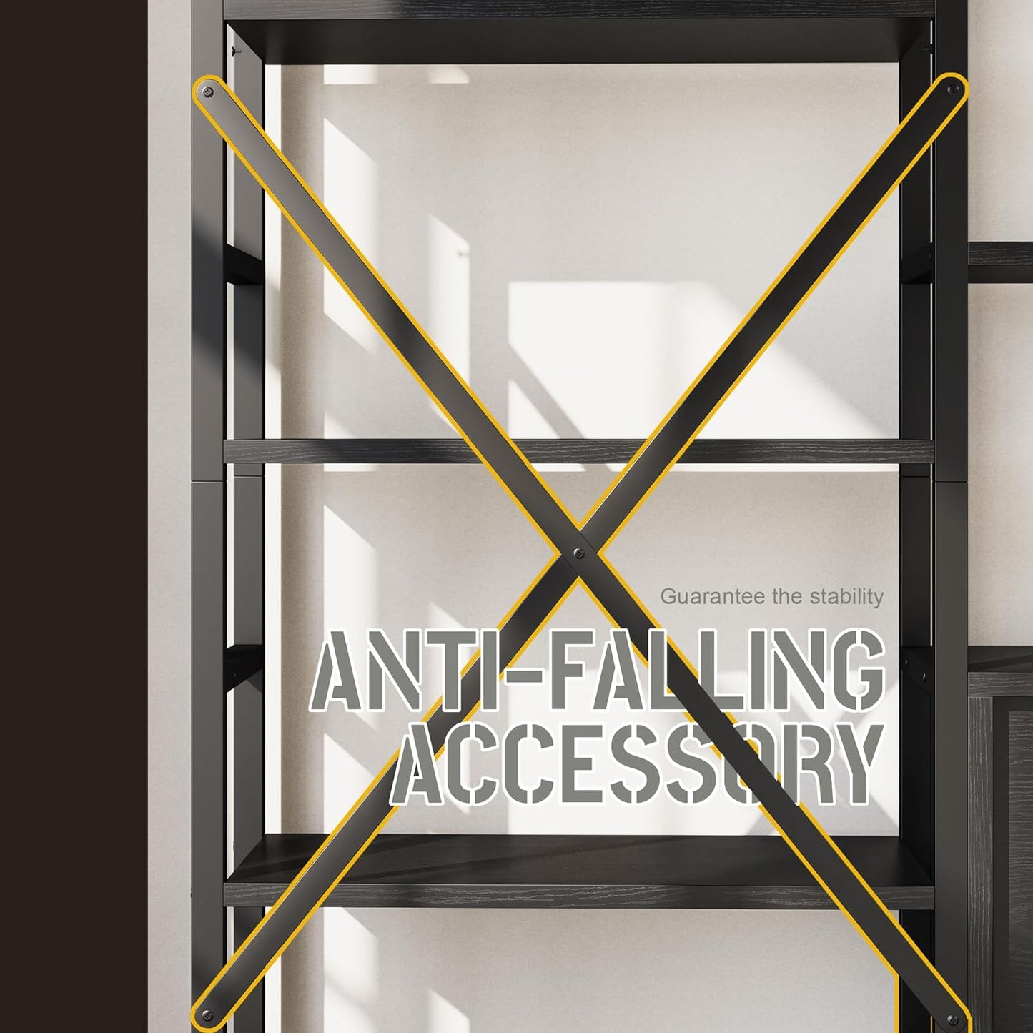 70x78 “ Triple 6 Tier Book Shelf, Industrial Large Bookcase with Storage Cabinet, Tall Bookshelf with 16 Open Display Shelves Metal Frame Furniture for Living Room Bedroom Home Office Black