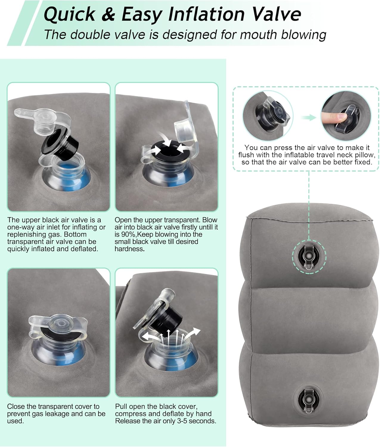 JefDiee Inflatable Travel Foot Rest Pillow,Kids Airplane Bed,Adjustable 3 Layers Height Leg Rest Pillow,Adults Travel Essentials Great for Airplane,Office,Home,Trains,Cars