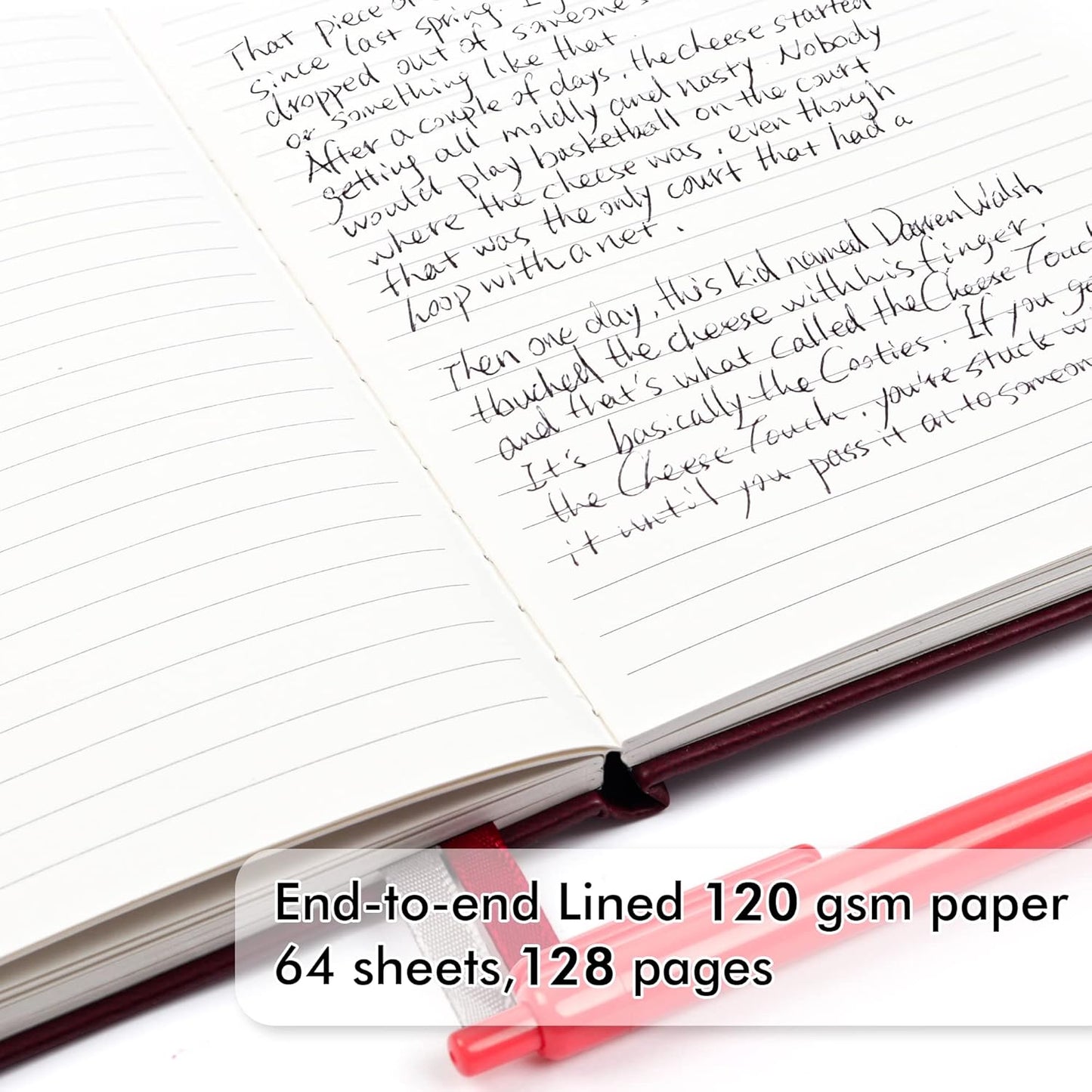 feela 5 Pack Journal Notebook Bulk for School, Hardcover Business Notebooks Classic Ruled Lined Journals with Pen Holder for Work Note Taking, with 5 Black Pens, 120 GSM, 5.1”x8.3”, A5, Wine