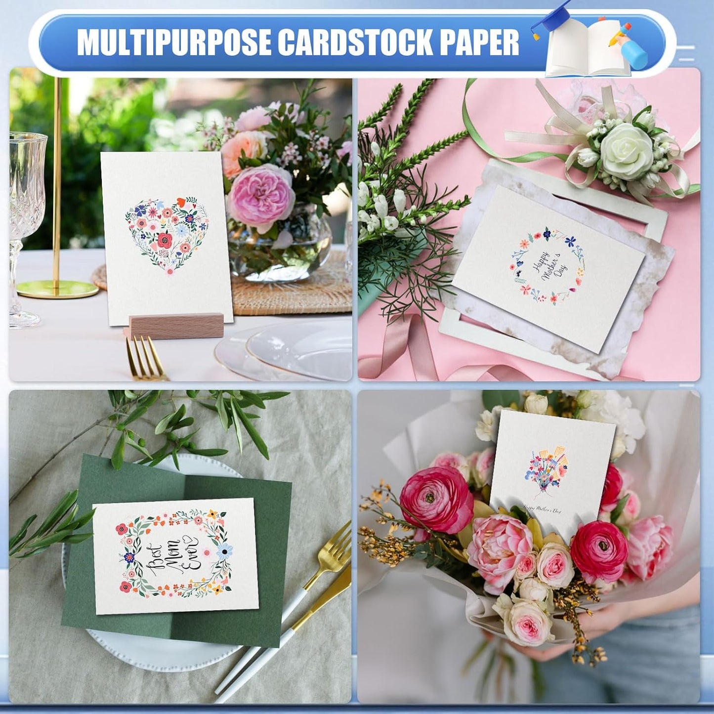 MixTeach 100 Sheets White Cardstock 8.5 x 11 Inch Thick Cardstock Paper, 250gsm/92lb Double Sided White Card Stock Printer Paper for Cards Making, Crafts, Scrapbook, Invitations, Drawing, Printing