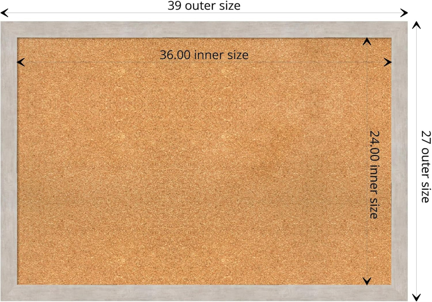 Amanti Art Natural Cork Board for Wall, 27x39 Vision Board with Silver Wood Frame, Large Corkboard Office Decor for Home Organization, Casual Corkboard Pinboard to display items for home organization