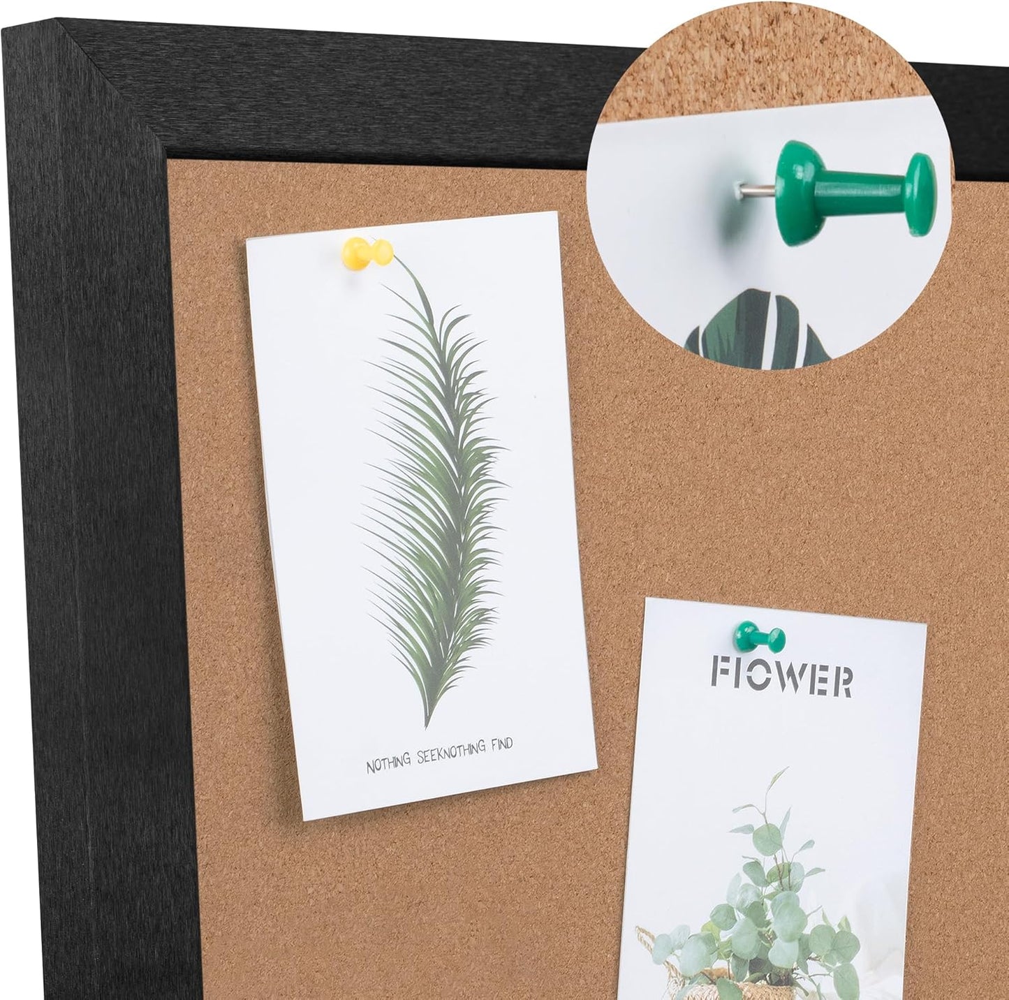 Board2by Extra Large Cork Bulletin Board 96" X 48", Foldable Notice Pin Board for Wall, Black Woodm Framed 8'x4' Corkboard, Wall Mounted Noticeboard with 32 Push Pins for School, Home & Office