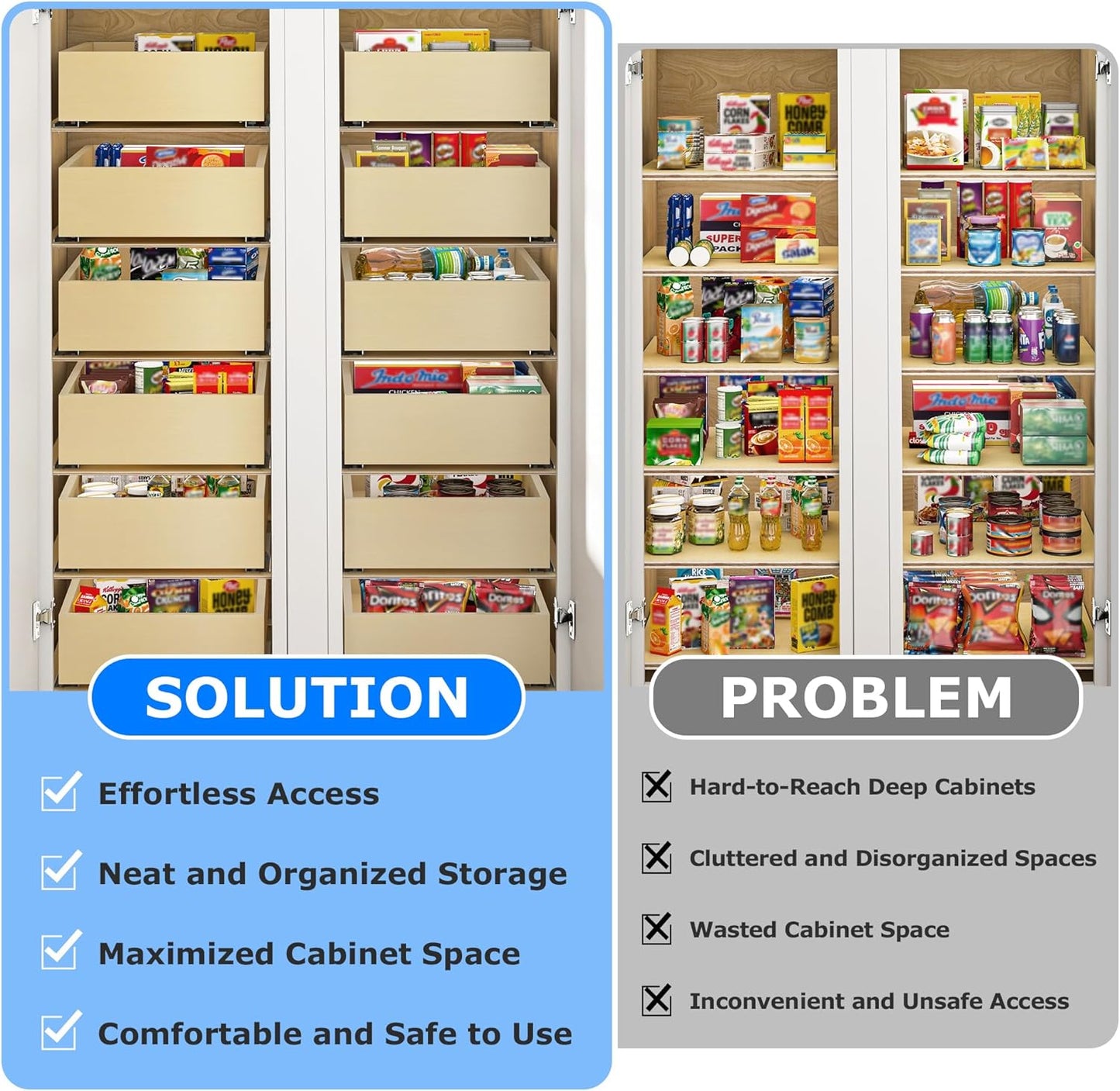 WelFurGeer Soft Close Pull Out Drawers for Cabinets, 26" W x 22" D Pull Out Cabinet Organizer, Cabinet Roll Out Drawers, Heavy-Duty Pull-Out Cabinets Drawer for Home & Kitchen Organization