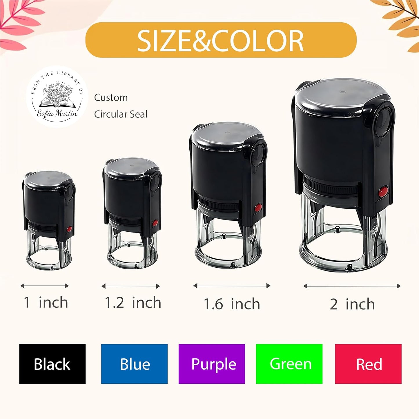 Customized Stamp Self Inking with Personalized Logo&Text Reusable Business Stamp for Book Lovers Teachers Librarians Ideal Gift for Birthday Holidays