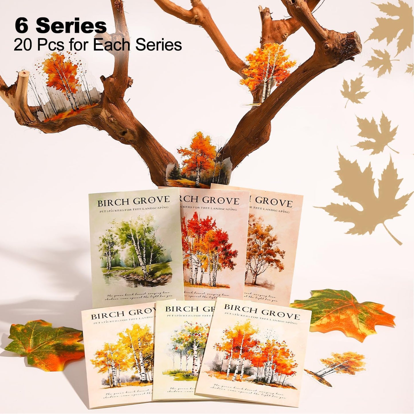 Forest PET Sticker Set, 120PCS Tree Ephemera for Scrapbooking, Journaling, Crafting, DIY Projects, and Art Supplies