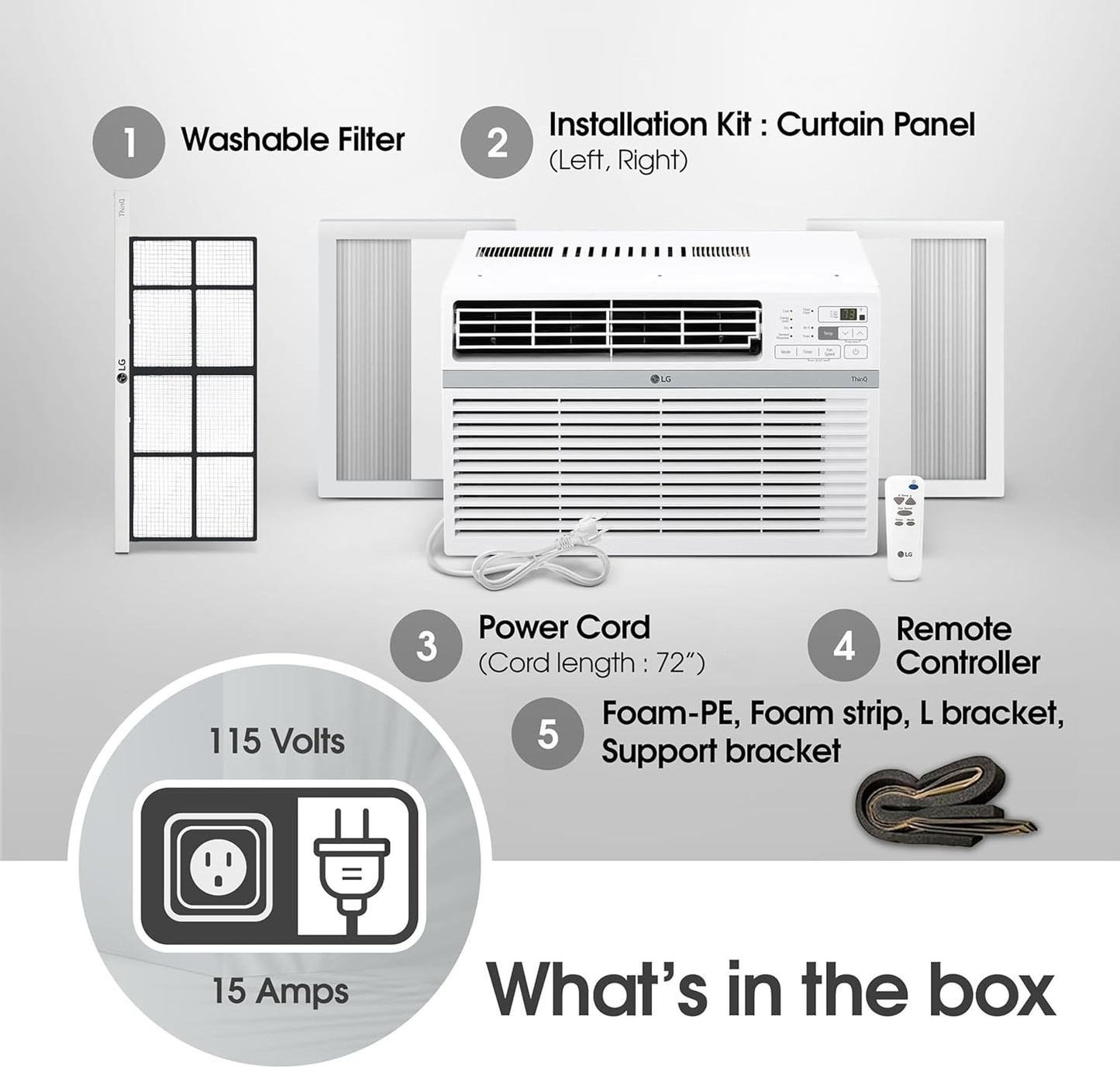 LG 12,000 BTU Smart Window Air Conditioner, 115V, AC Window Unit for Rooms up to 550 Sq. Ft., Perfect for Kitchen or Living Room, Phone & Voice Control, Works with LG ThinQ, Amazon Alexa, Hey Google