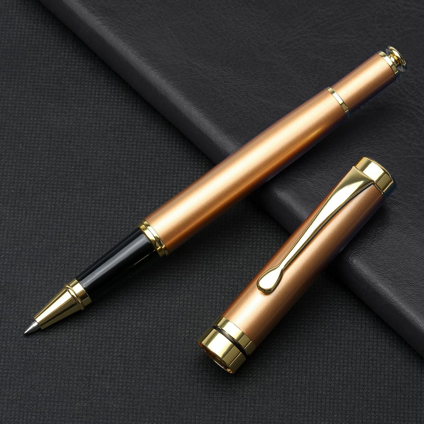 YIVONKA Luxury Ballpoint Pens Best Ball Pen Gift Set for Men & Women Professional Executive Office Nice BallPens Classy Gift Box Ballpoint Black Refill Line width 0.5mm (Rose Gold)