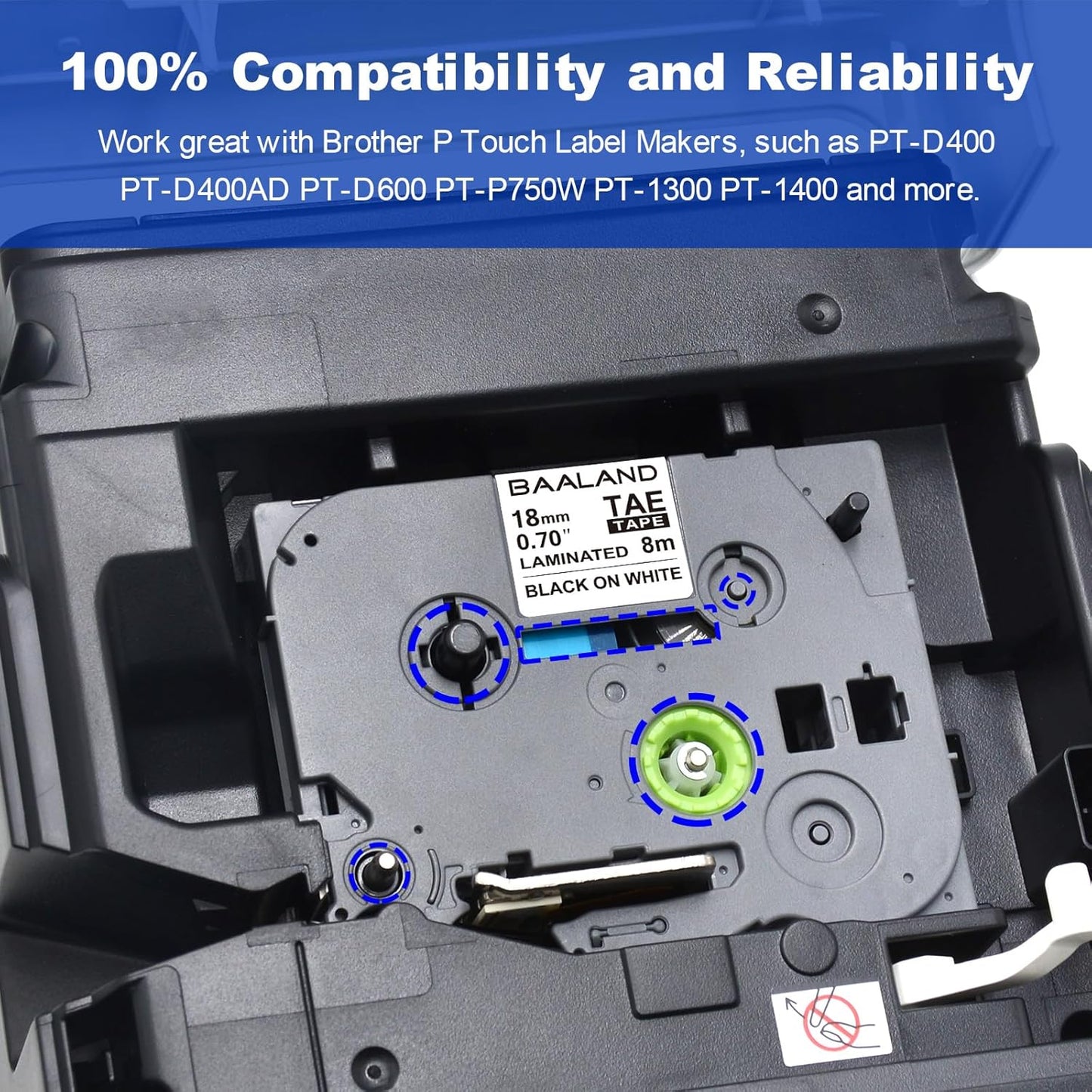 10-Pack TZe-241 18mm Label Maker Tape Replacement for Brother P Touch TZe TZ Tape 18mm 0.7 Laminated White for Brother Label Maker PT-D400 PT-D410 PT-D600 PT-D610BT PT-2430, Black on White, 3/4 Inch