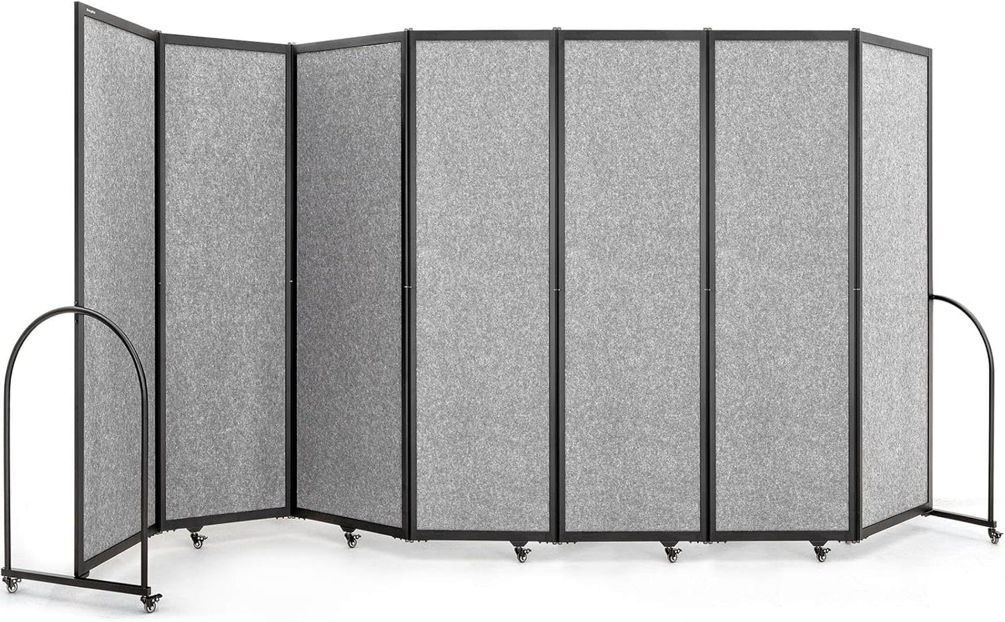 Folding Room Partition,Privacy Room Screen with Arms,Office Dividers Partition Wall,14'3"L* 6'7"H,Light Grey