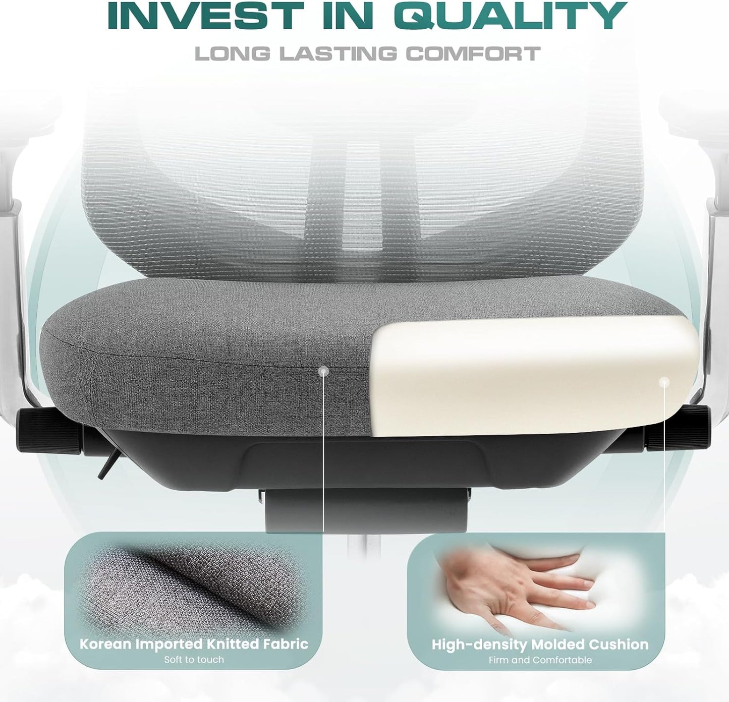 COLAMY Ergonomic Mesh Office Chair, High Back Office Chair, Computer Executive Desk Chair with Lumbar Support,Adjustable Headrest and 4D Arms, Slide Seat, Tilt Lock-Darkgrey New