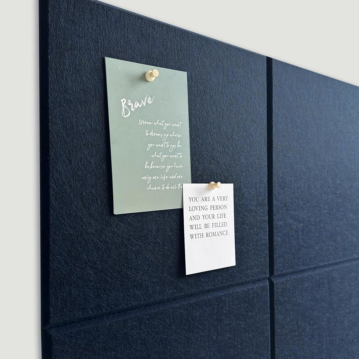 Large Cork Board for Office Wall Decor,48"x36"-12 Pack Felt Wall Tiles with 35 Push Pins, Thicker 0.47in, Felt Bulletin Board Pin Board Cork Boards for Walls - Dark Blue