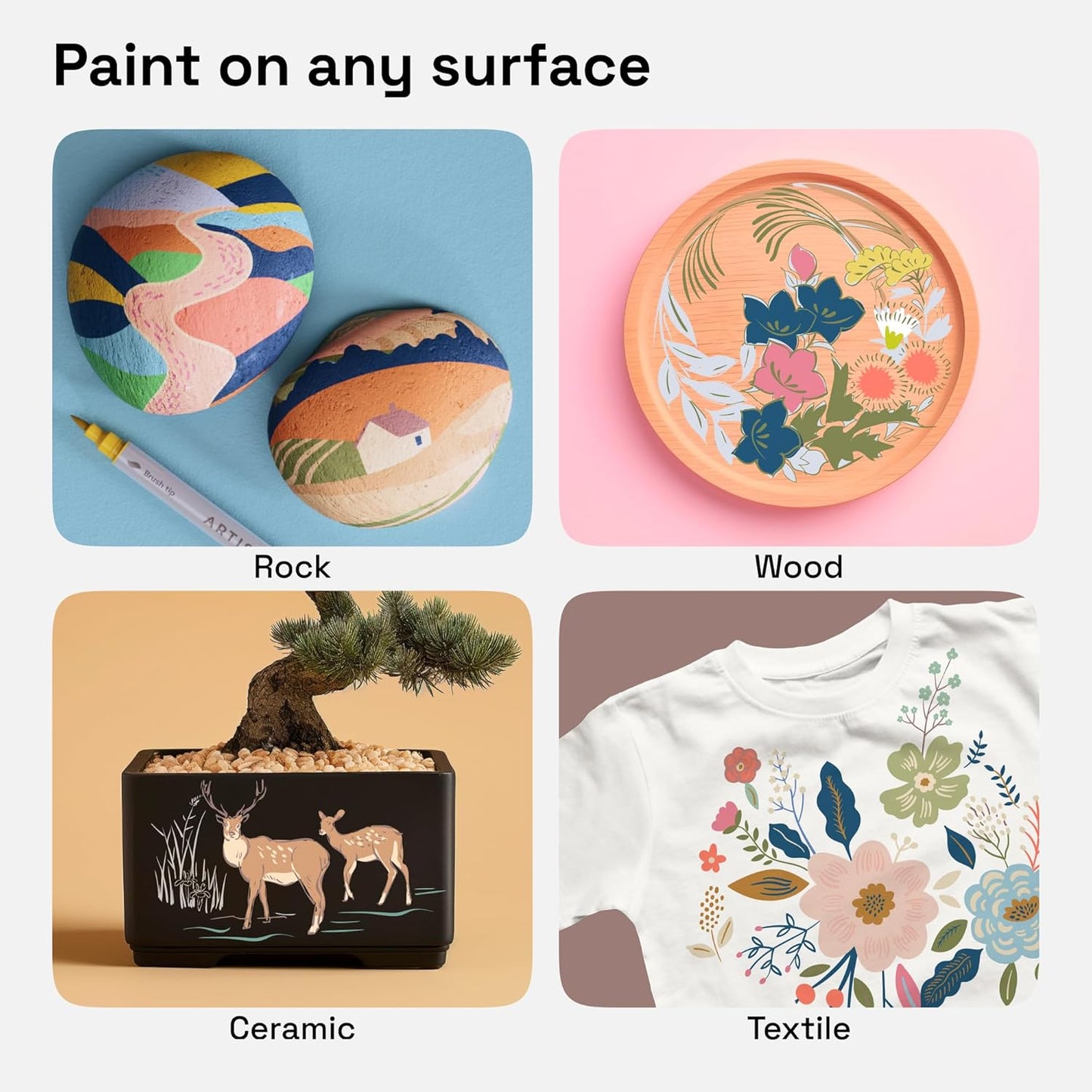 ARTISTRO 24 Pastel Dual-Tip Acrylic Paint Markers - Brush + Fine Tip Combo - Multi-Surface Paint Pens in Soft Colors