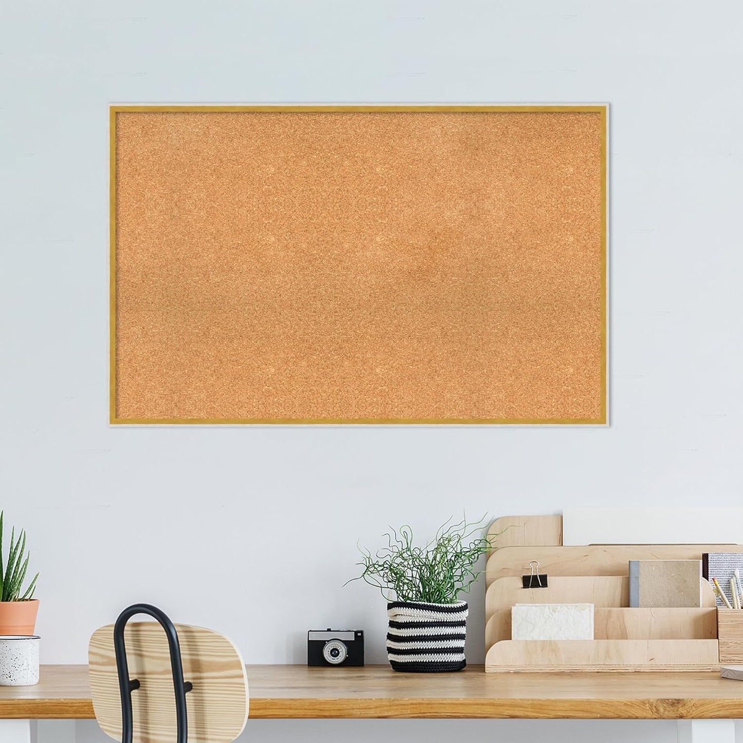 Amanti Art Natural Cork Board for Wall, 29x45 Vision Board with White Frame, Oversize Corkboard Office Decor for Home Organization, Modern Corkboard Pinboard to Display Items for Home Organization in