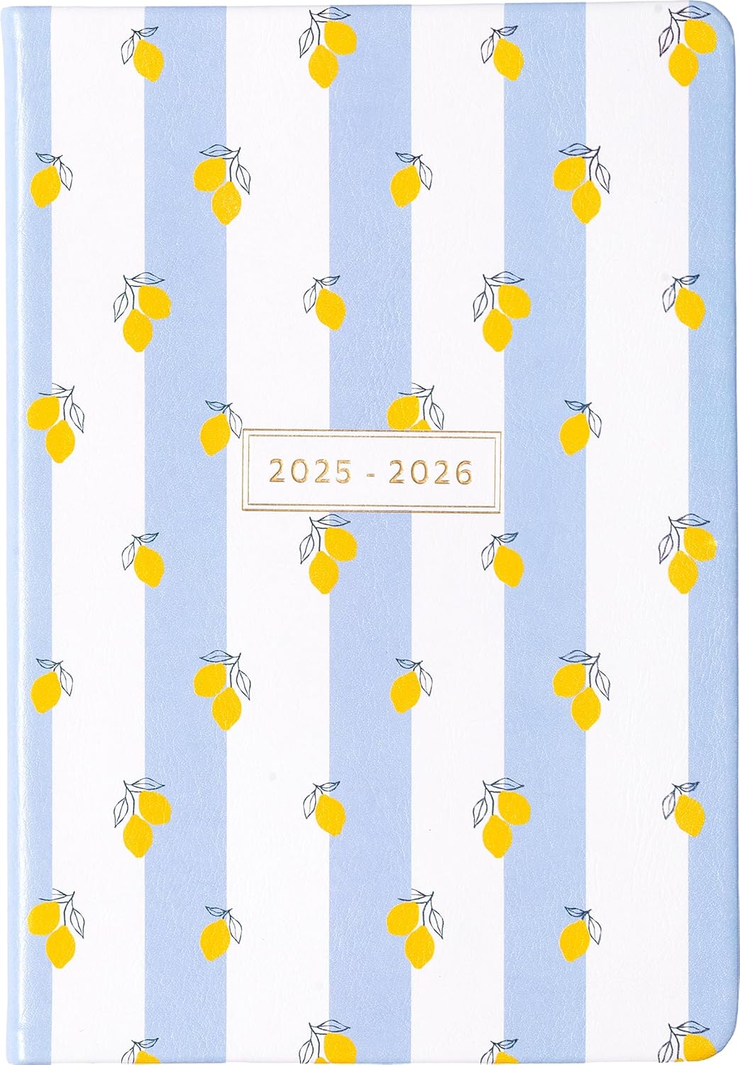 2025-2026 Eccolo 18 Month Bound Planner, Monthly & Weekly Pages (5.25 x 7.75" - July 2025 - Dec 2026 - Lemon Blue Stripes)