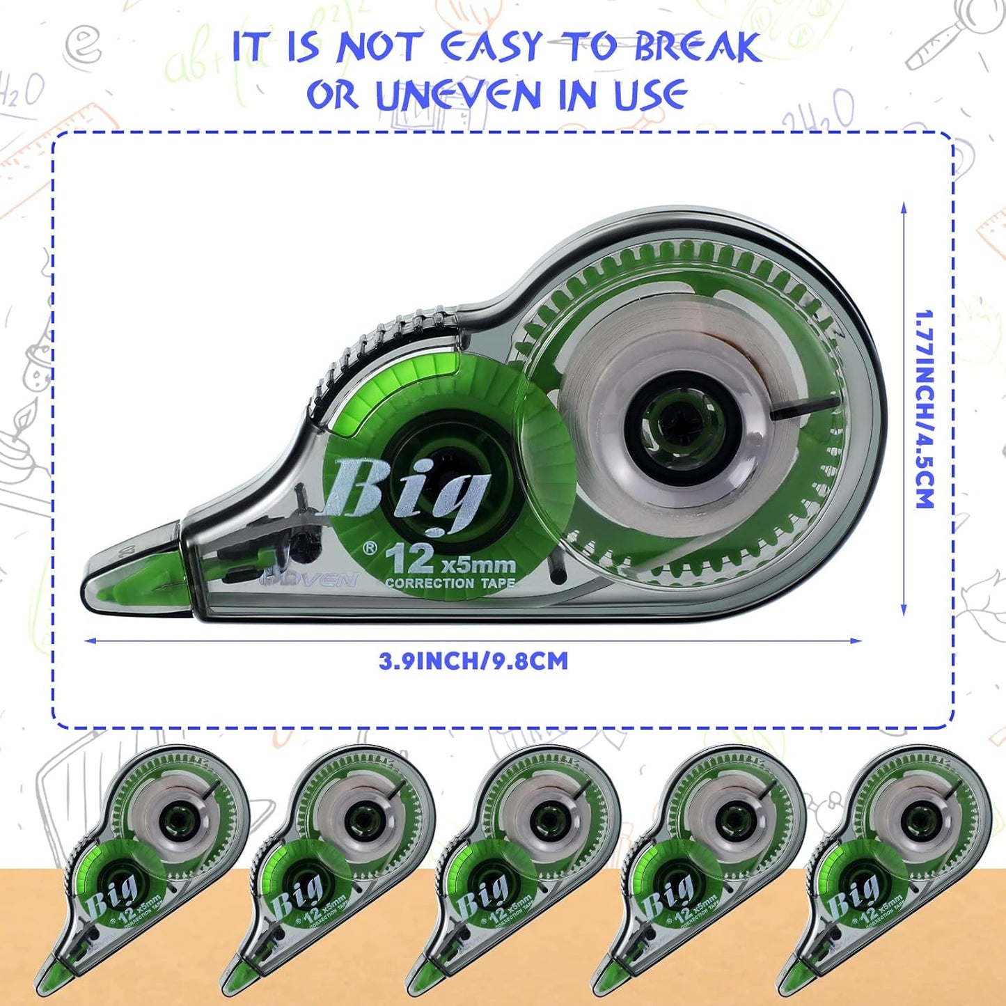 Yexiya 48 Pieces Correction Tapes Original Correction Wide Eraser Applicator Easy to Use Applicator Translucent Tapes Shows for Office Note Journal Scrapbooking, 0.2 Inch x 39.4 Feet