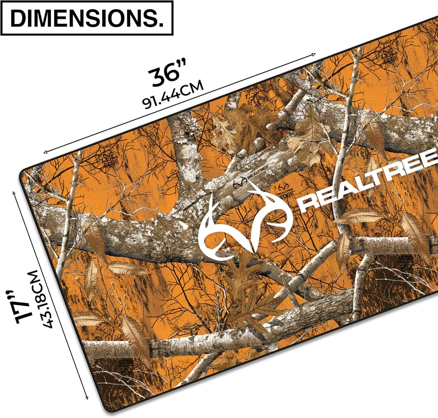MPCO. Real Tree Large Gaming Desk Pad - 36" x 17" Aeroglyde Fabric Edge Orange – with Logo Desk Mats - Non-Slip, Washable, Smooth Glide for Precision Gaming & Work