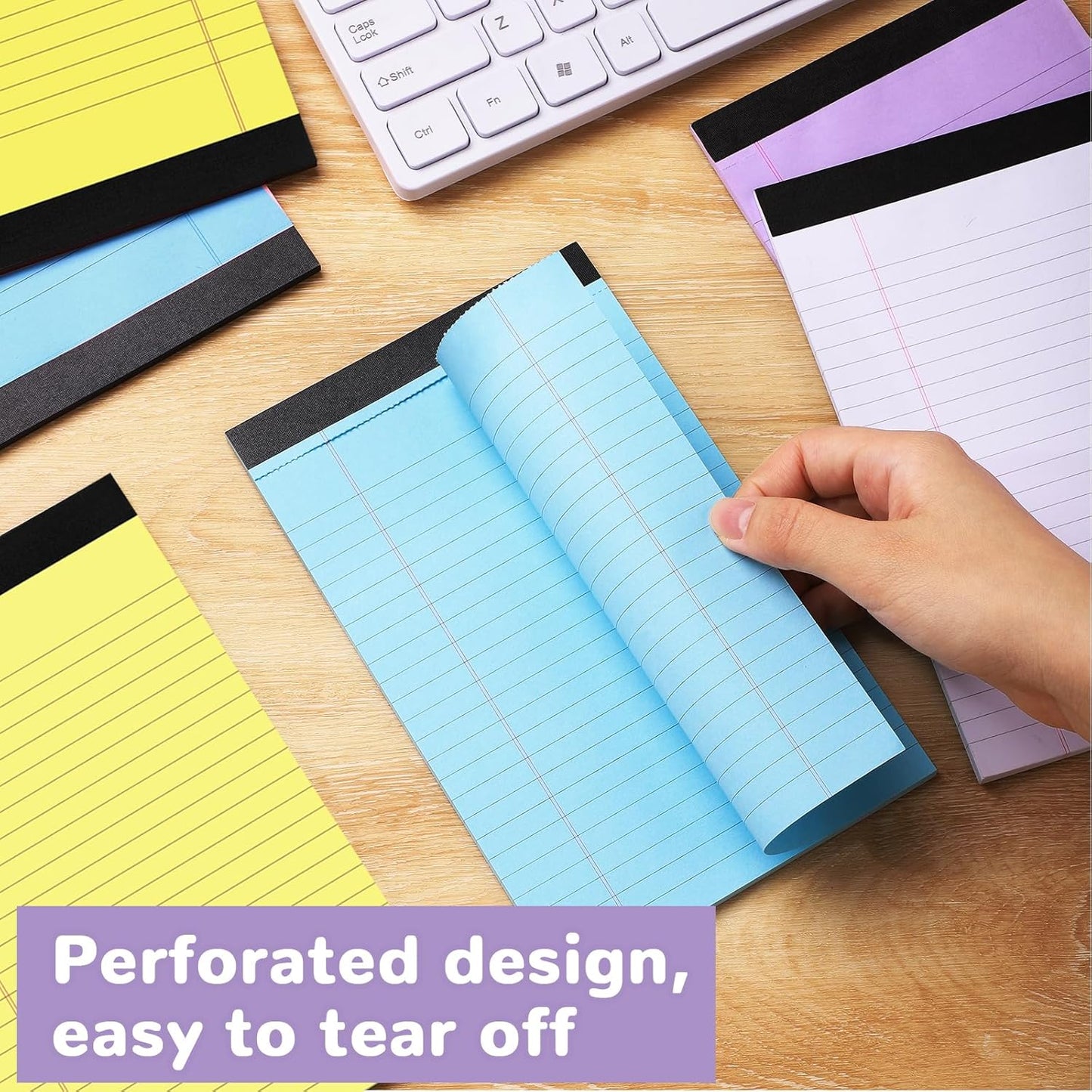 8 Packs Small Note Pads 5x8, Total 400 Sheets Color Legal Pad 5x8 College Ruled Small Legal Pad Perforated Lined Writing Pads for Home, Study, Office, To-Do Lists, notepad, Multicolor
