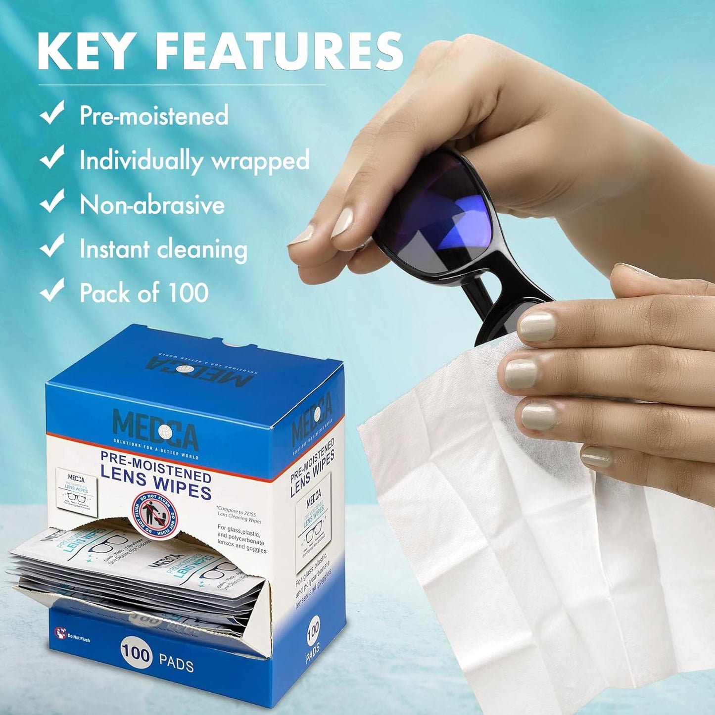 Premoistened Lens and Glass Cleaning Wipes - Portable Travel Cleaner for Glasses, Camera, Cell Phone, Smartphone, and Tablet - Disposable, Quick Drying, Streak Free - Bulk Pack of 5000