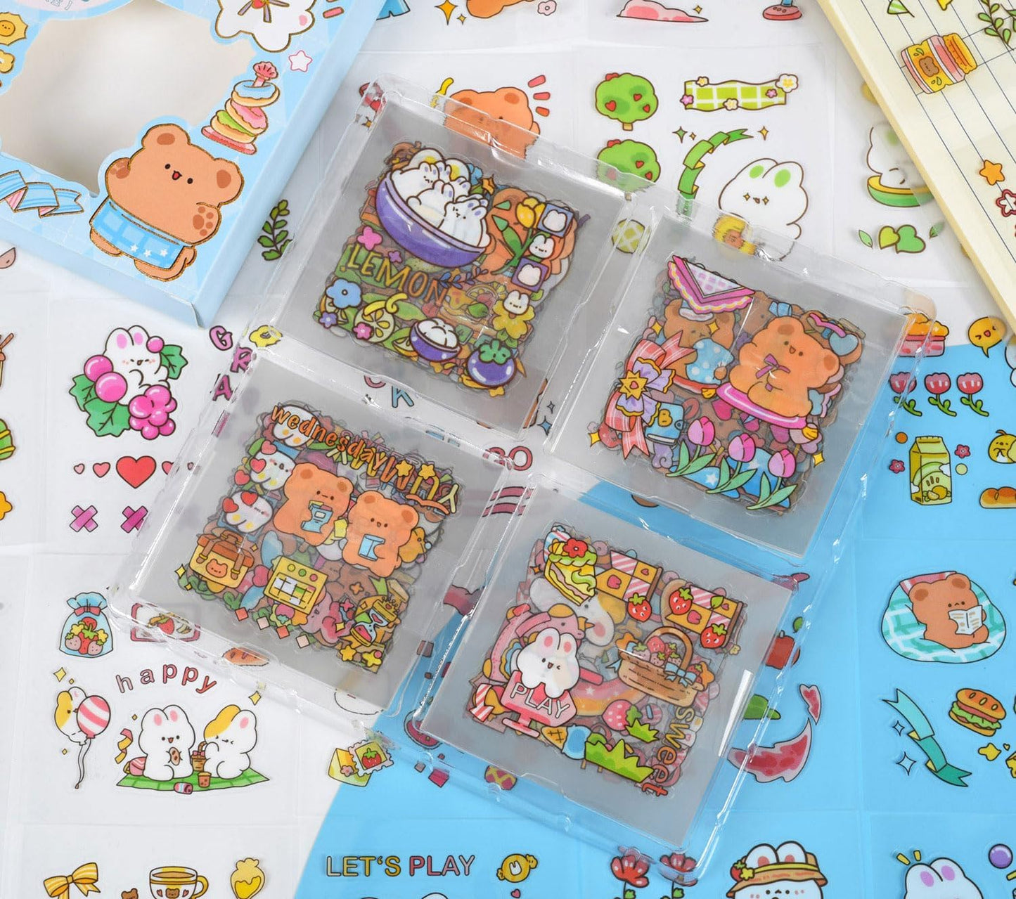 Kawaii Funny Animal Scrapbooking Stickers - 100 Sheets Cute Cartoon Transparent PET Journaling Clipping Supplies Decals Sticker for Planners Collage Junk Journal DIY Arts Crafts Laptops Calendar