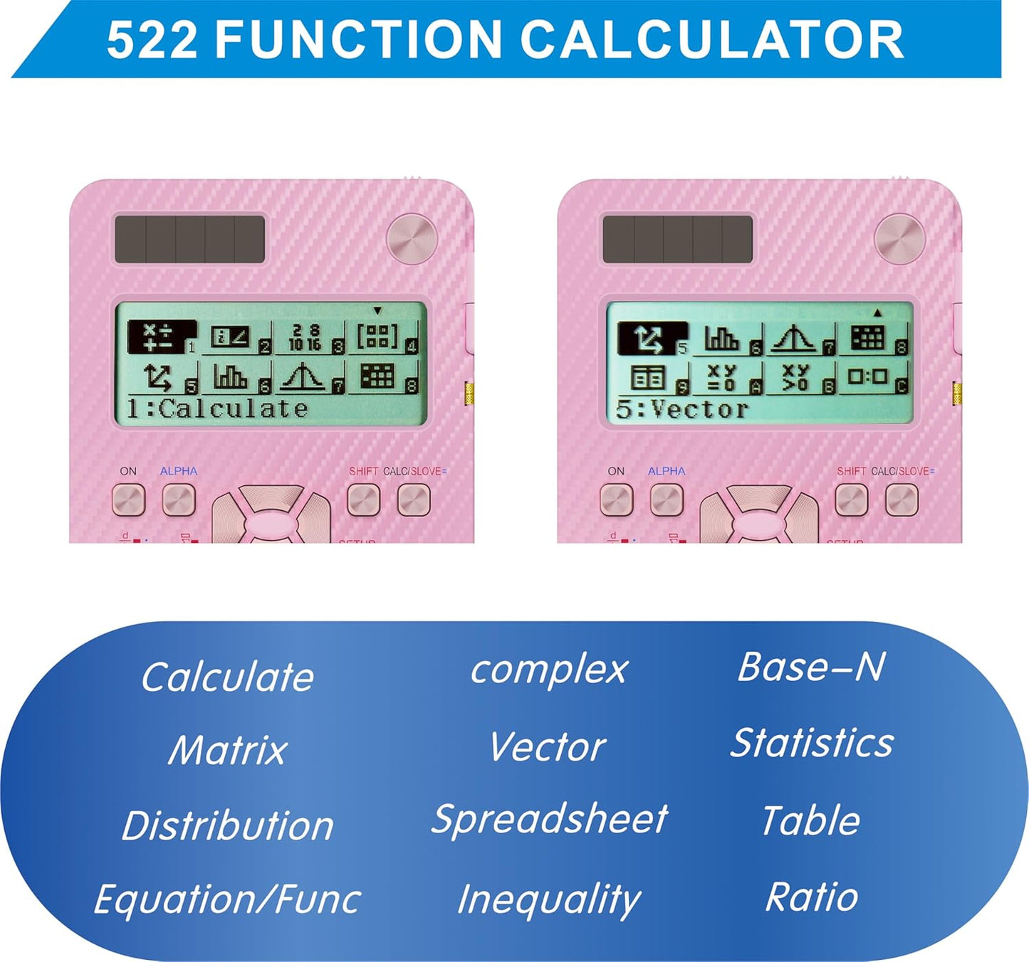 Scientific Calculators for College Students, IPepul Pink Desktop Math Solar Calculator with Notepad,991EX Type-C Rechargeable 552 Functions, School Supplies for Middle High School and Students(Pink)