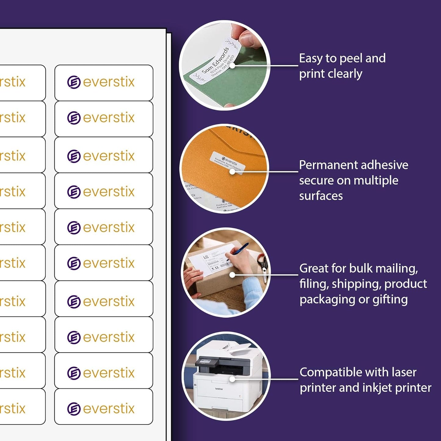 2" x 4", 100 Sheets, 1000 Blank Shipping Labels, Printable White Sticker, Shipping Labels for Laser & Inkjet Printers, Letter Size