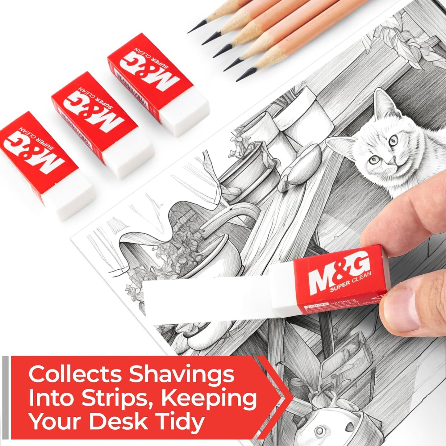 M&G Pencil Eraser for Kids, 30 Pack, White Erasers Bulk, Erasers for Artists, Drawing Erasers for Sketching, Small Pencil Erasers, Art Erasers for Drawing, School Erasers Office Supplies