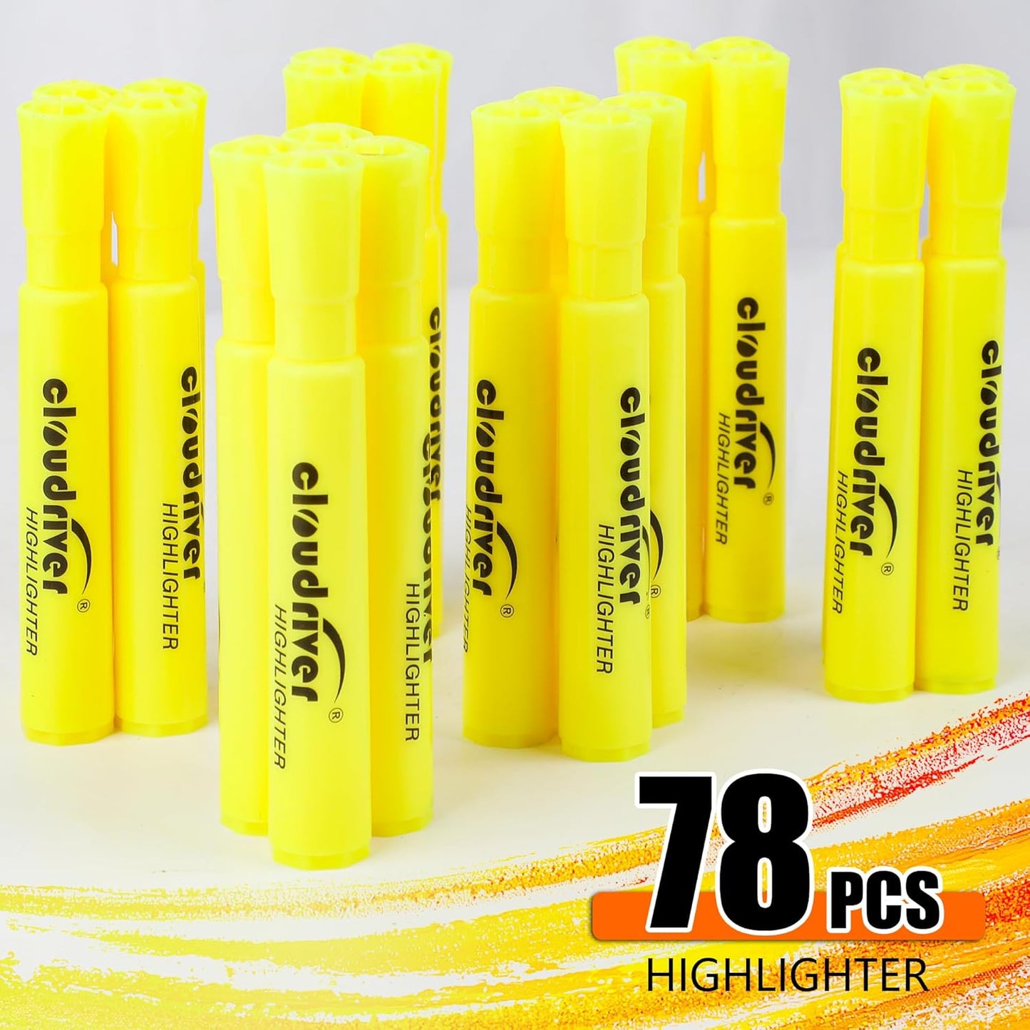 cloudriver Highlighters Bulk Pack of 78, Yellow Highlighter, Chisel Point, Quick Drying Ink, Highlighters Suitable For Classroom, Office And Shop