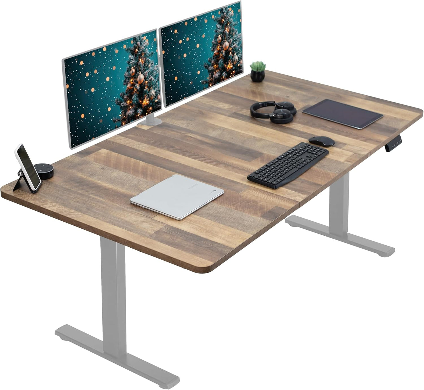 VIVO Electric 71 x 36 in Standing Desk, Memory Height Adjustment, 1B Series, Reclaimed Wood Top Gray Frame, DESK-KIT-1G7P-36