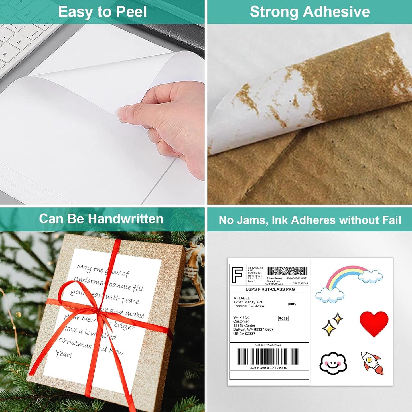 MFLABEL Half Sheet Label Laser/Ink Jet Shipping Labels 8.5 x 11 Inches Packaging Label, Address Labels for Laser & Inkjet Printers, 400 Count(200 Sheets)