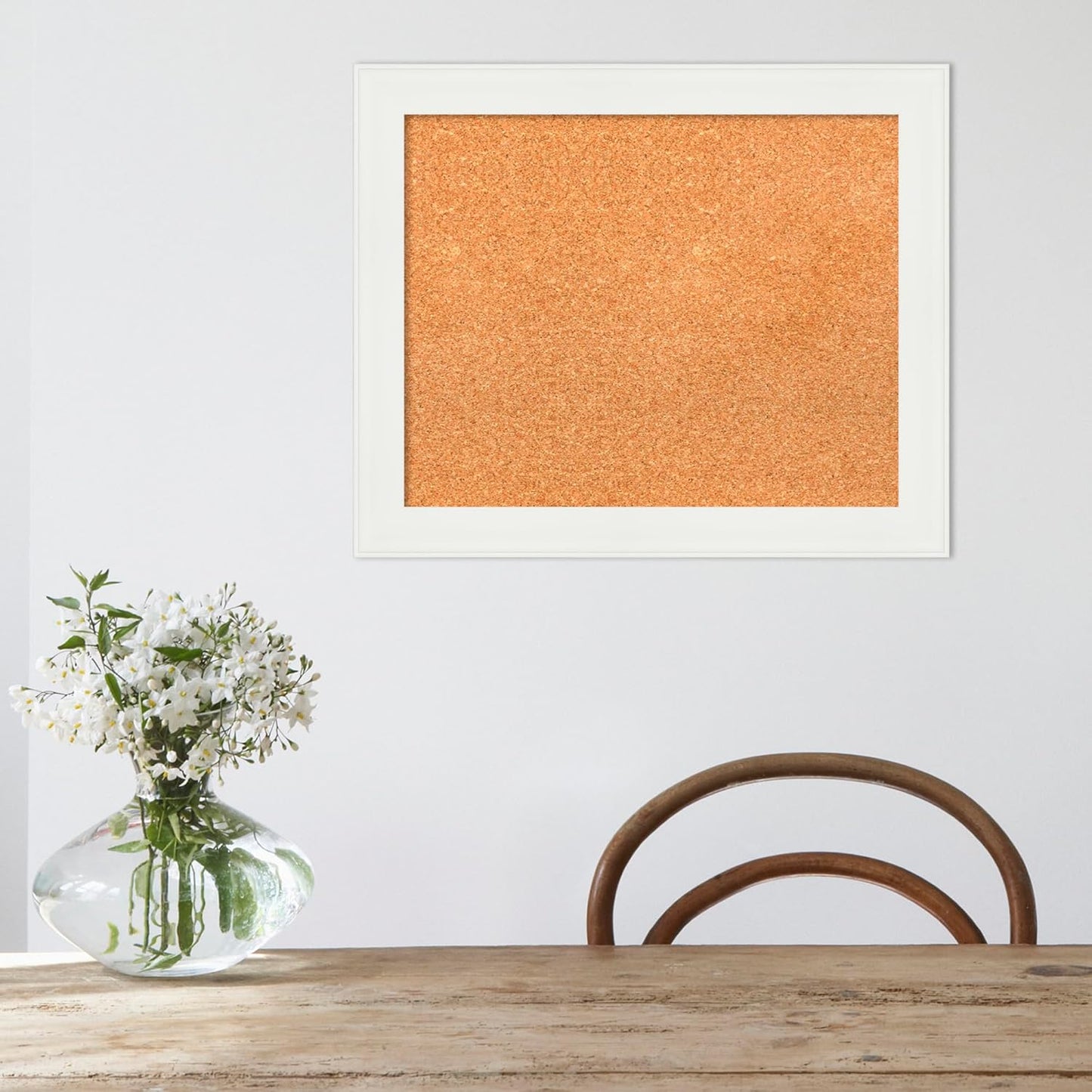 Amanti Art Natural Cork Board for Wall, 19x23 Vision Board with White Frame, Small Corkboard Office Decor for Home Organization, Casual Corkboard Pinboard to Display Items for Home Organization in
