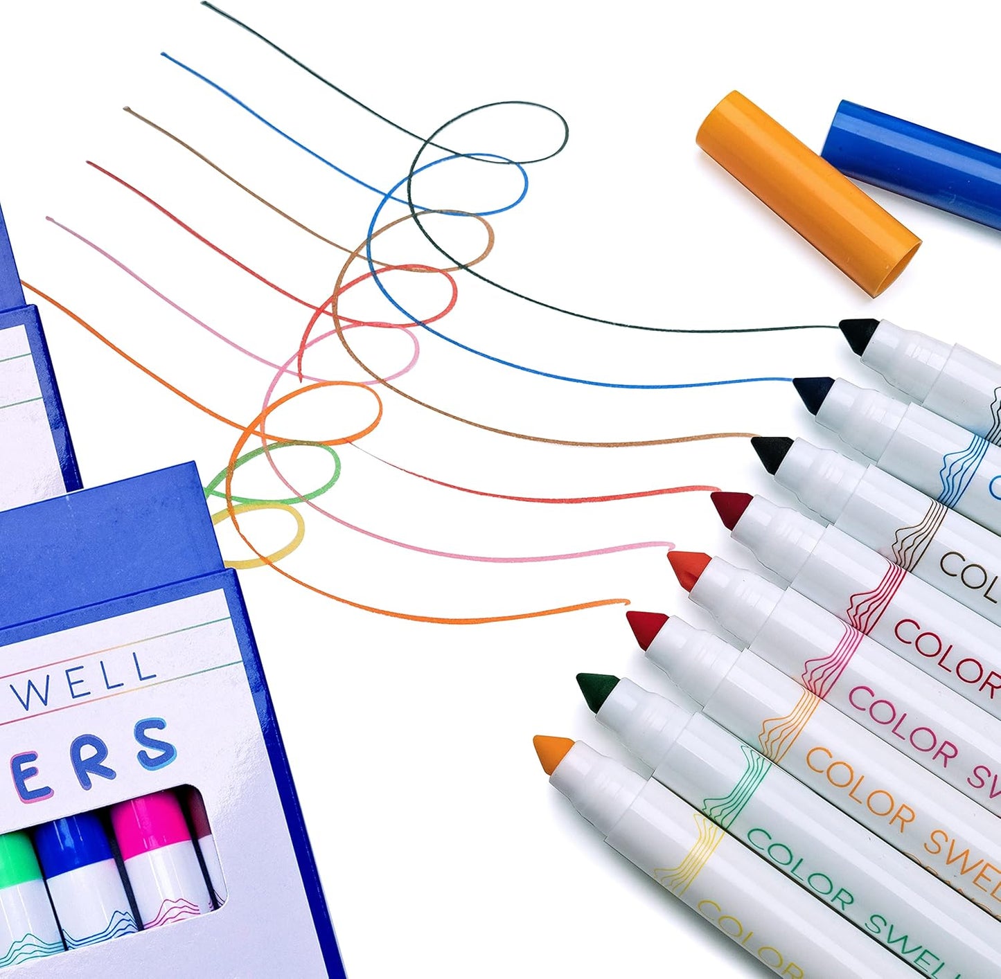 Color Swell Washable Bulk Markers - 18 Boxes of 8 Vibrant Colors (144 Total) Perfect for Kids, Parties, Classrooms - Broad Line Markers