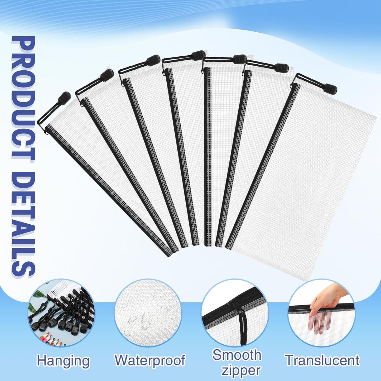 Jetec 32 Pcs Mesh Zipper Bags Toy Storage Bikini Organizer Bag Bolsas Para Guardar Trajes De Baño Waterproof Zipper Reusable Pouch Puzzle Multipurpose for Storage Office(Black,9.5 x 4.5 Inch)