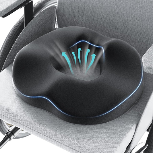 Benazcap Donut Pillow Seat Cushion Hemorrhoid Pillow for Sciatica & Tailbone Pain Relief, Memory Foam Cushion by Ergonomic for Coccyx, Sciatica, Pregnancy, Postpartum- Darkgray