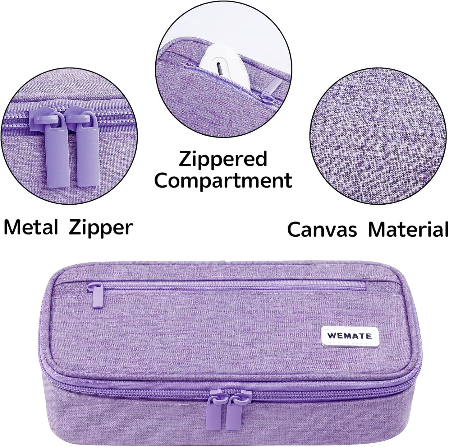 WEMATE Pencil Case, Large Storage Organizer for Stationery, Back - to - School Essential, Teacher Must - have, Big Pencil Pouch, Marker Case School Supplies for College & High School