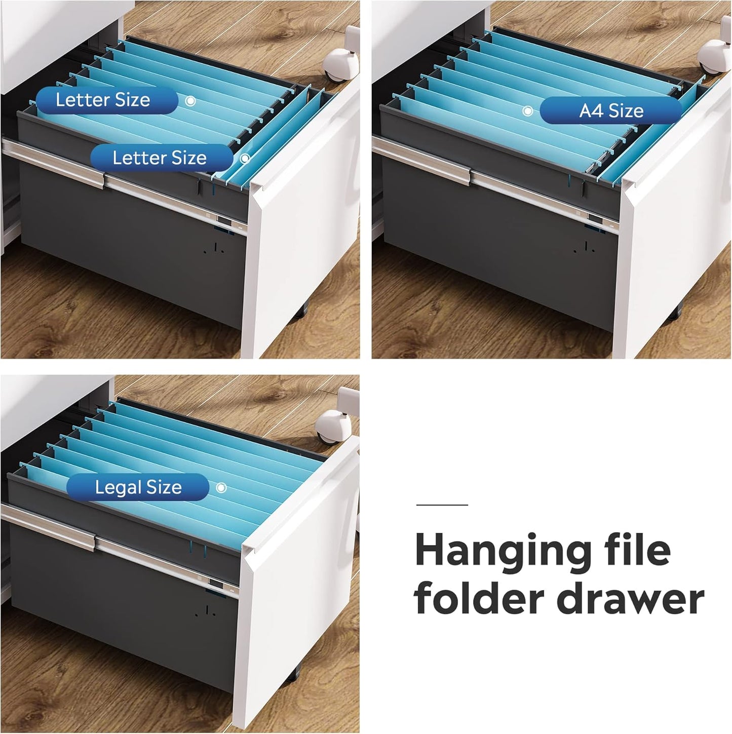 DEVAISE 2 Drawer Mobile File Cabinet with Lock, Commercial Vertical Cabinet, White