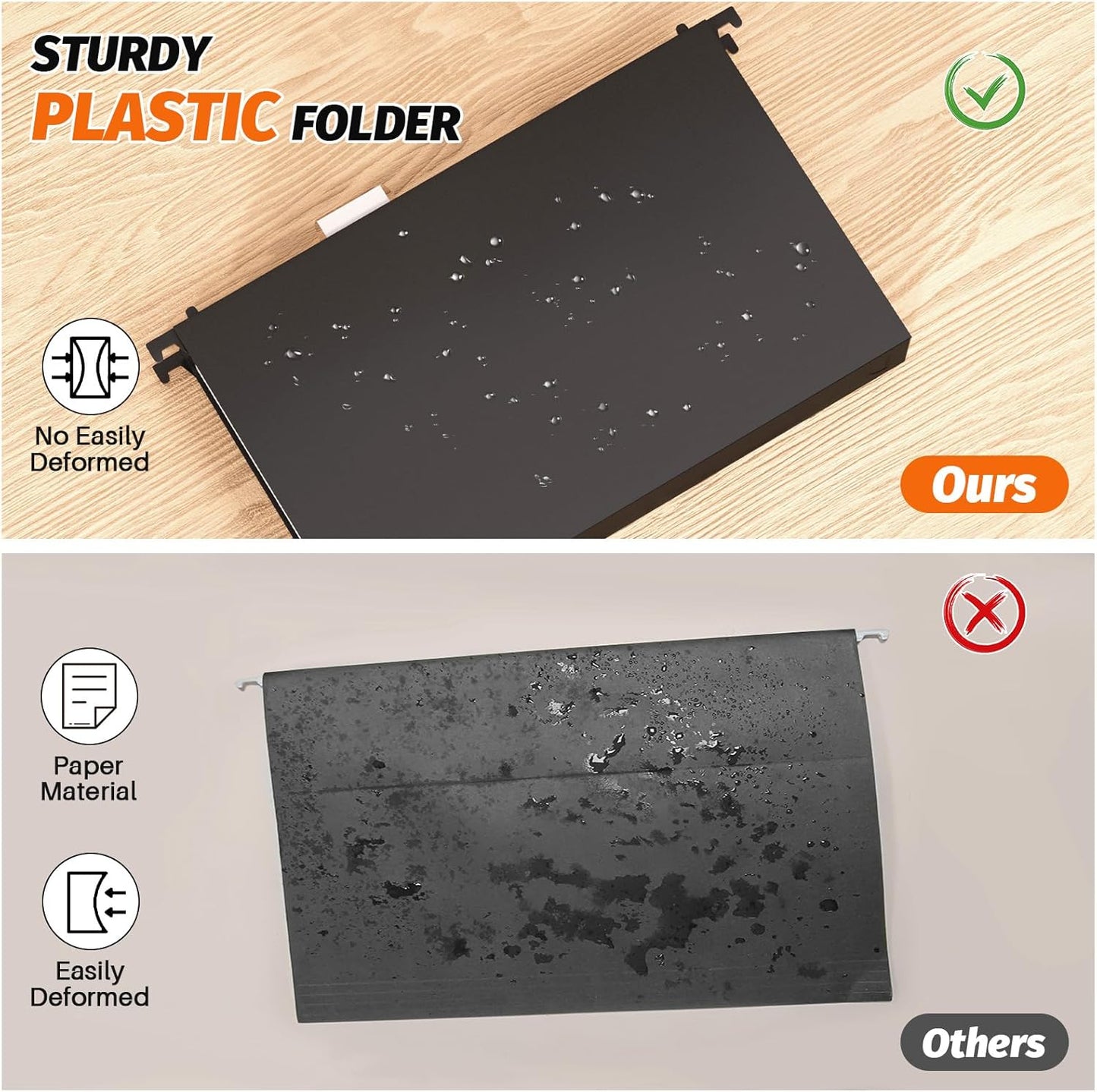 Extra Capacity Legal Size Plastic Hanging File Folders,12 Pack Reinforced Legal Size Hanging Folder with Heavy Duty 2 Inch Expansion,for Bulky Files, Medical Charts,Assorted Colors