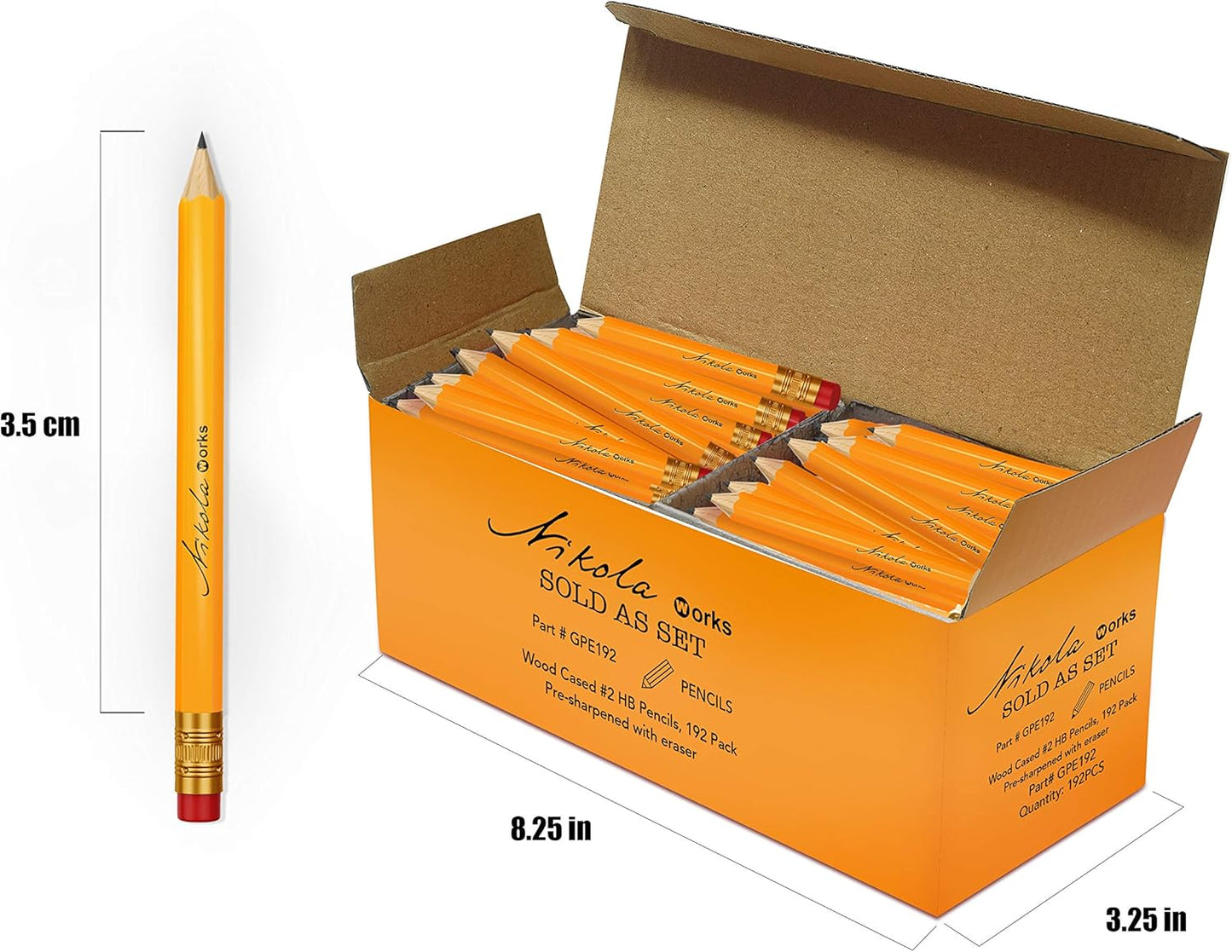 Mini Golf Pencils With Erasers - 384 Count - Classic Pre-Sharpened #2 HB American Pew Pencils Standard Hex Shaped Bulk Pack
