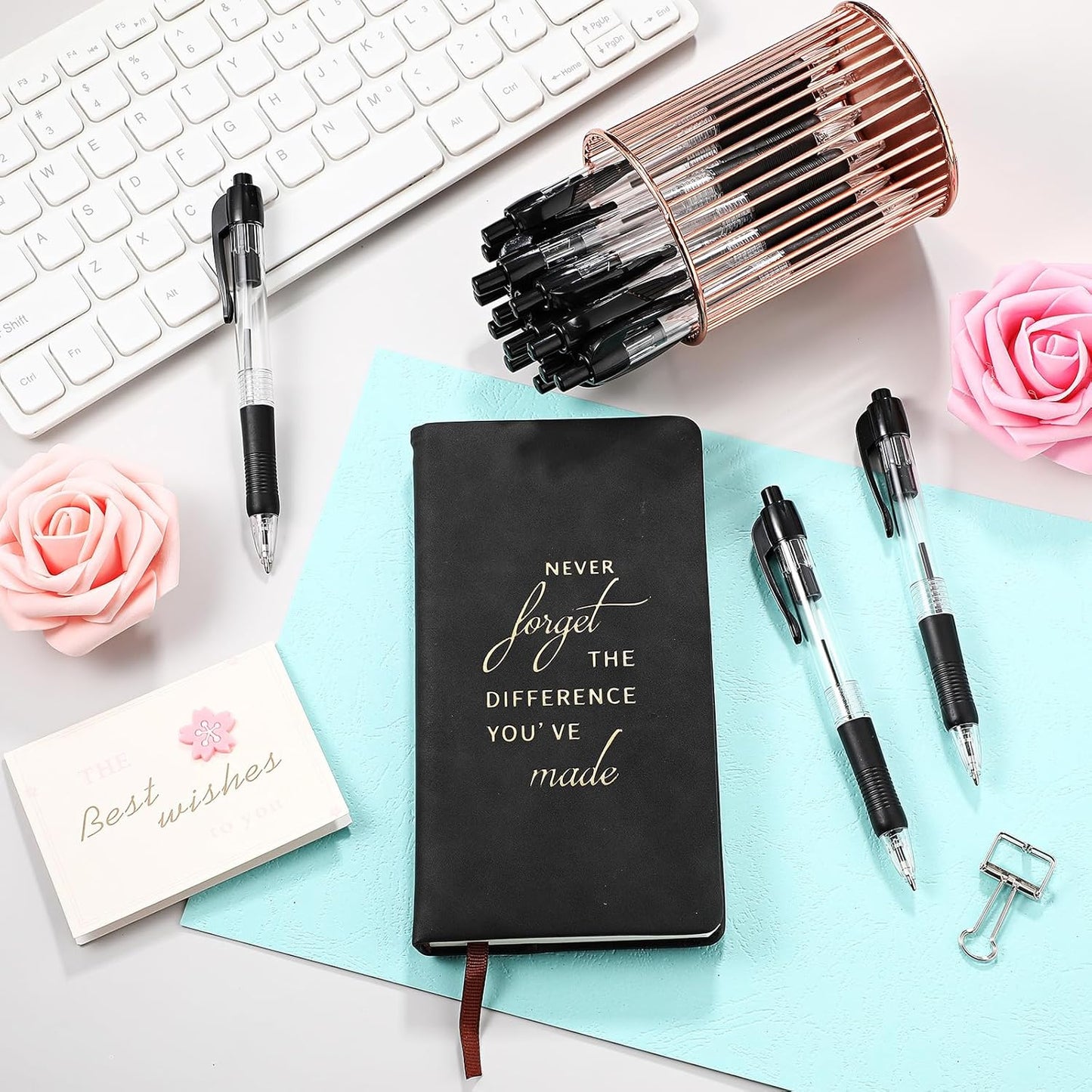 Fulmoon 100 Pcs Gel Ink Pens Retractable Ballpoint Medium Point 1.0 mm Ballpoint Smooth Writing Click Pens for Journal Writing Office Home(Black Ink)