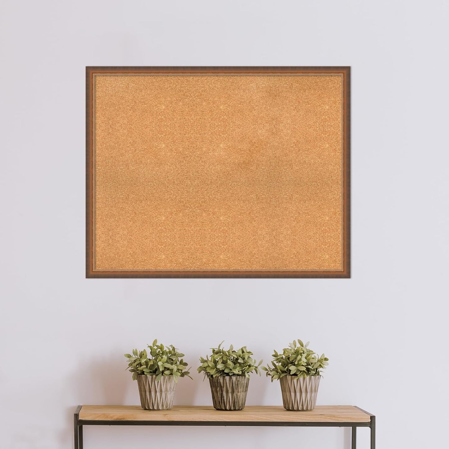 Amanti Art Natural Cork Board for Wall, 32x40 Vision Board with Bronze Frame, X-Large Corkboard Office Decor for Home Organization, Modern Corkboard Pinboard to Display Items for Home Organization in