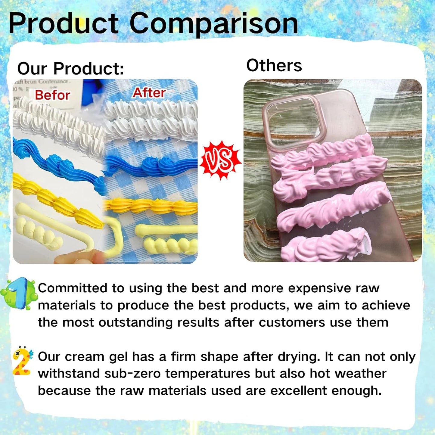 ASTRYAS 10PCS 100g Cream Glue Kit, Decoden Kit, Fake Whipped Cream Glue Clay Frosting with Decorating Tips for Crafts Handmade Phone Case Mirror Jewelry Accessories (Rainbow Theme)