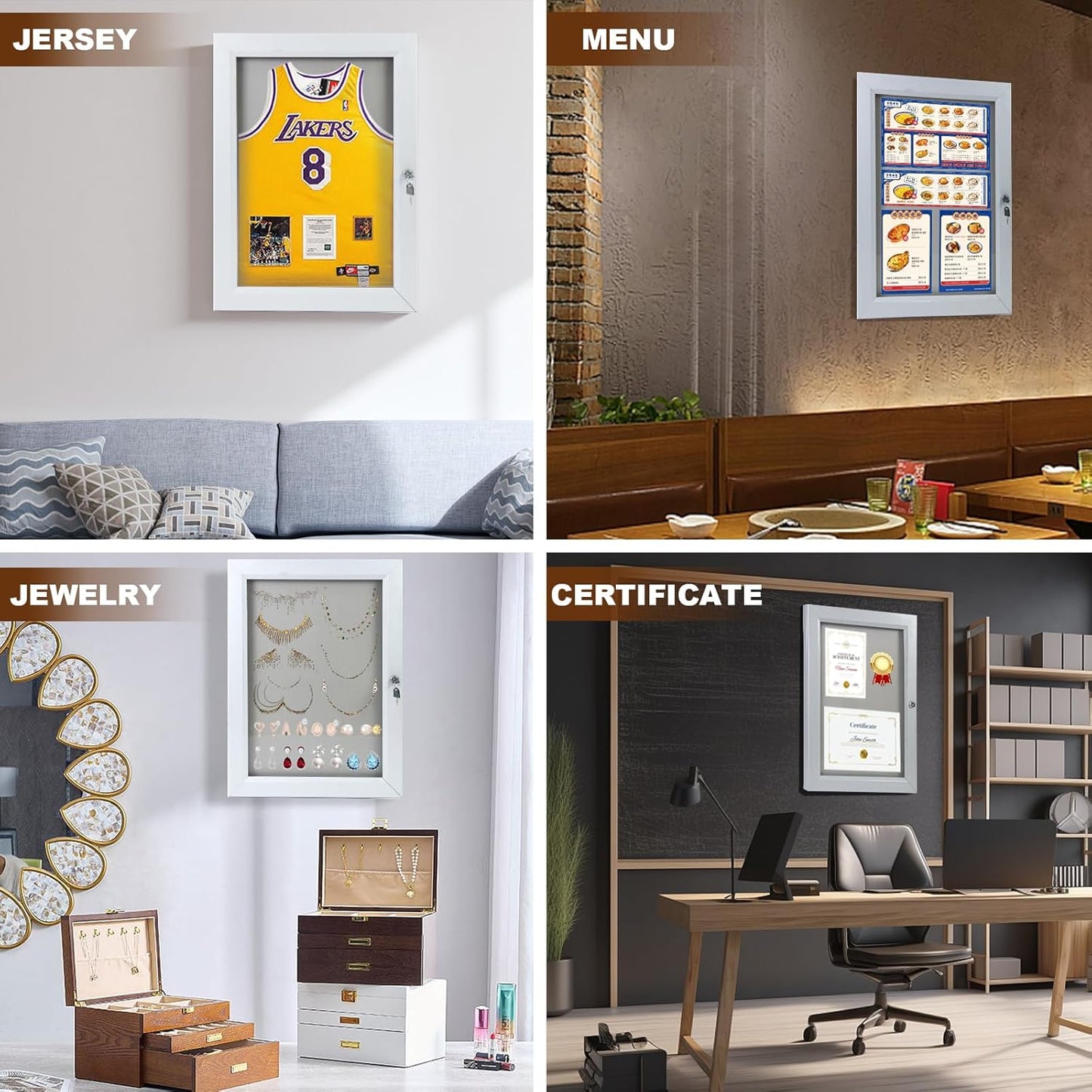 Locking Enclosed Bulletin Board Aluminum Memo Board Wall Mount Noticeboard with Rubber Seal Tamperproof Single Door Display Case for Indoor Or Outdoor Use, 26.8×20 in