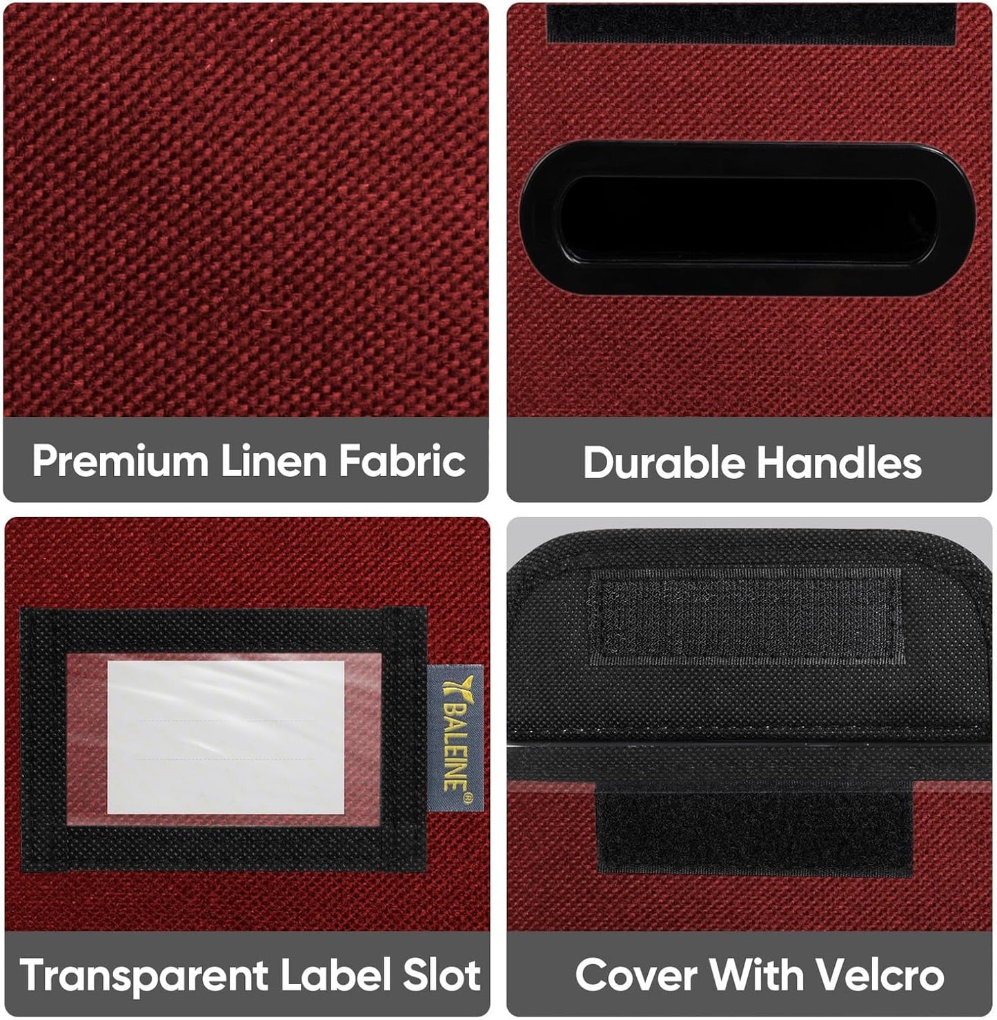 BALEINE File Organizer Box with Lid, Collapsible File Folder Organizer with Plastic Slide, Hanging File Folder Box for Office Document Storage (2 Pack, Red, S)