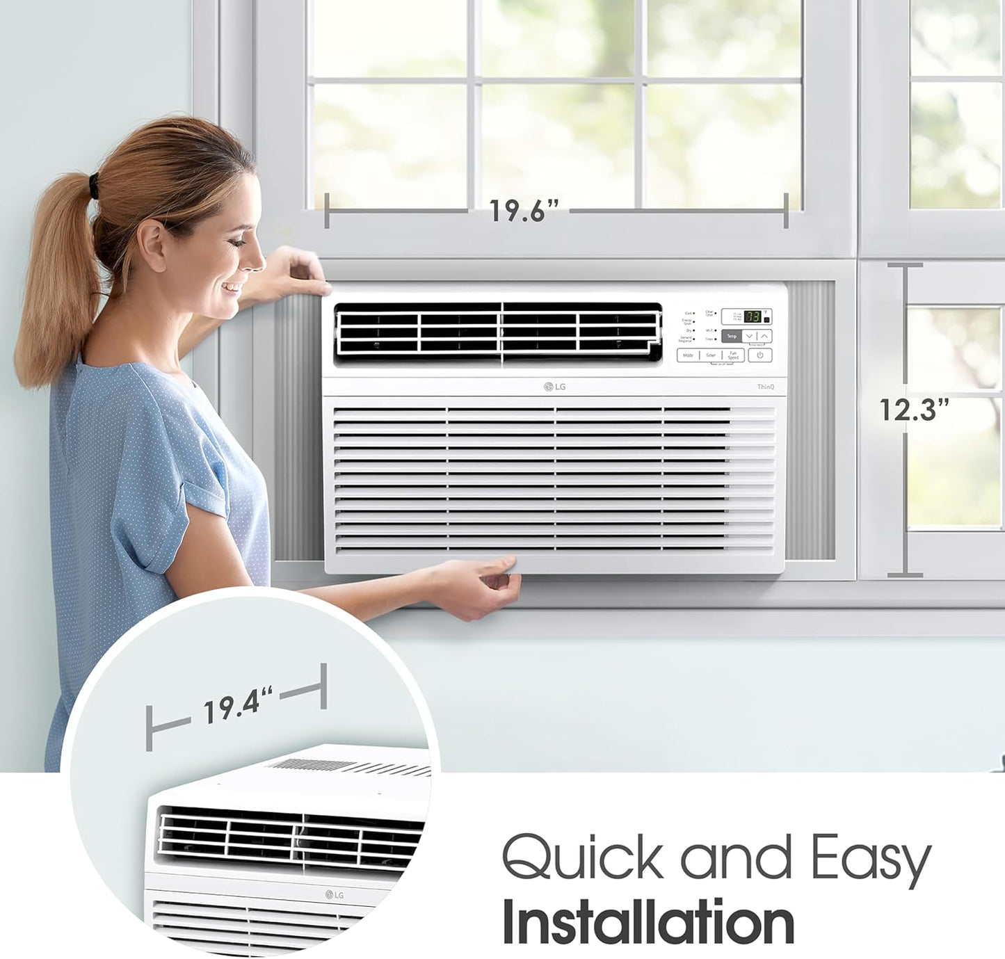 LG LW1024RD 10,000 Window Air Conditioner, 115V, 450 Sq.Ft. (18' x 25' Room Size), Quiet Operation, Electronic Control with Remote, 3 Cooling & Fan Speeds, Auto Restart, 10000 BTU, White