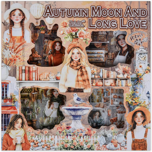 100 Sheets Vintage Girls Scrapbook Stickers - Retro Decorative Transparent PET People Flowers Stickers for Bullet Album Junk Journal Scrapbooking Diary Planner DIY Craft Laptop Phone Case