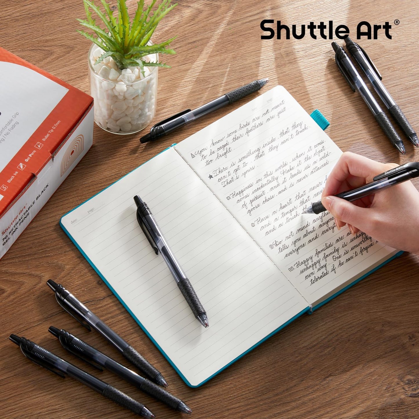 Shuttle Art Black Gel Pens, 70 Pack Retractable Medium Point Rollerball Gel Ink Pens Smooth Writing with Comfortable Grip for Office School Home Work