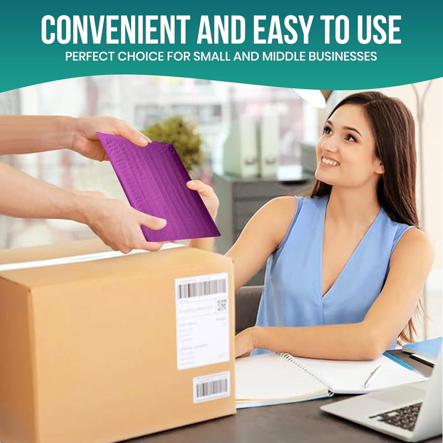 Levex - #000 4" x 8" [5 Pack] Purple Poly Bubble Mailers, Padded Envelope Mailers, Packing Envelope & Mailing Bags for Shipping